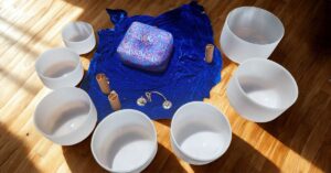 My singing bowl arrangement for a sound bath